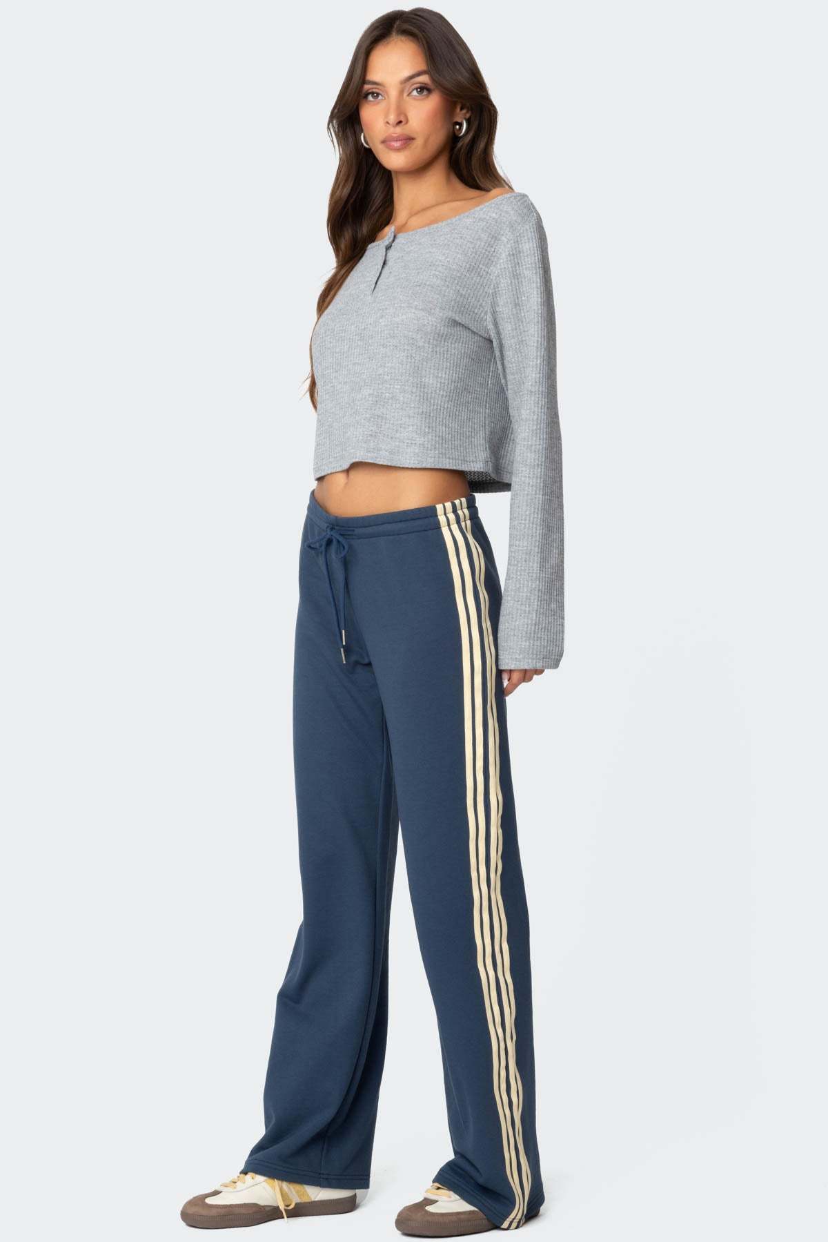 Averie Contrast Striped Sweatpants - BLUE