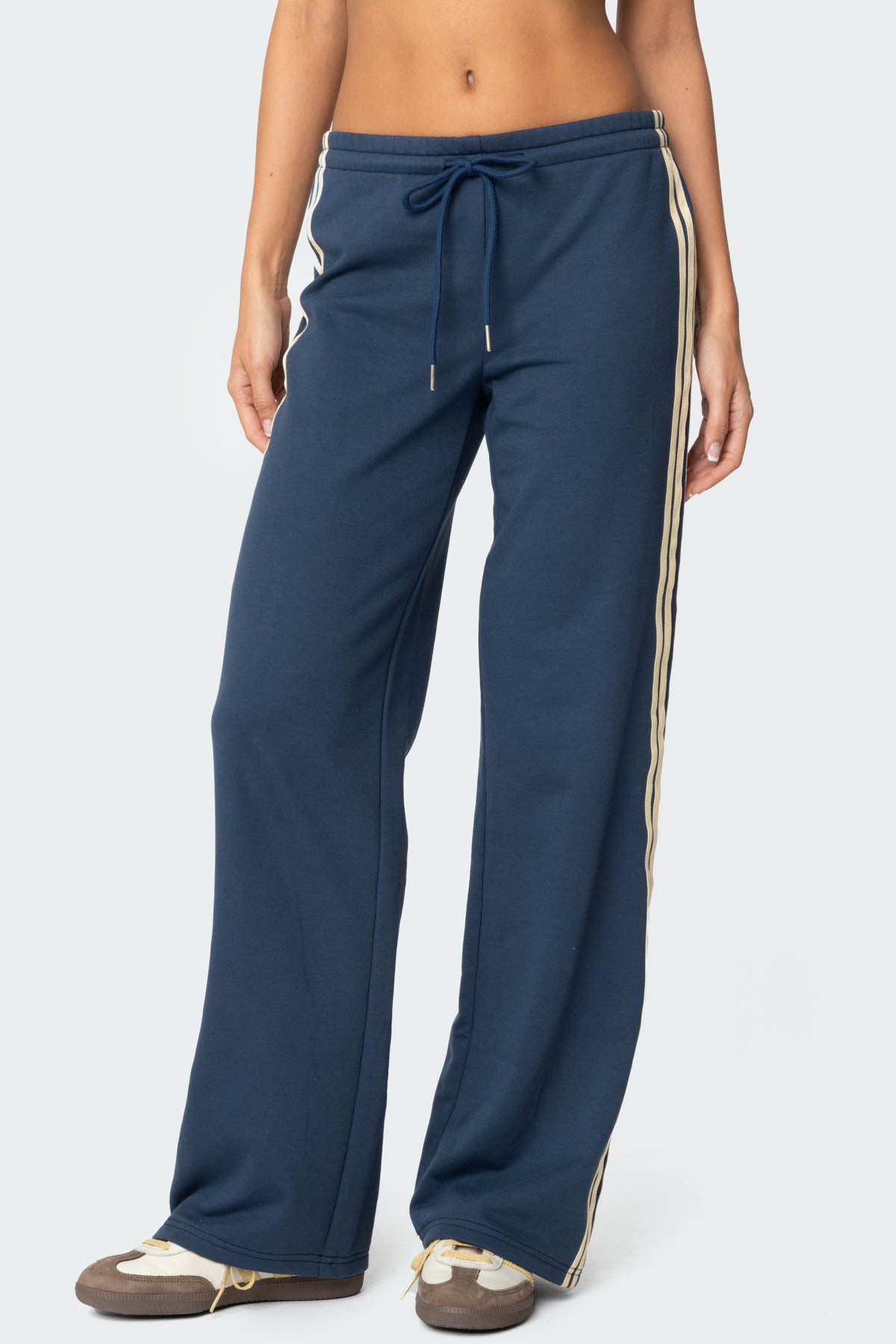 Averie Contrast Striped Sweatpants - BLUE