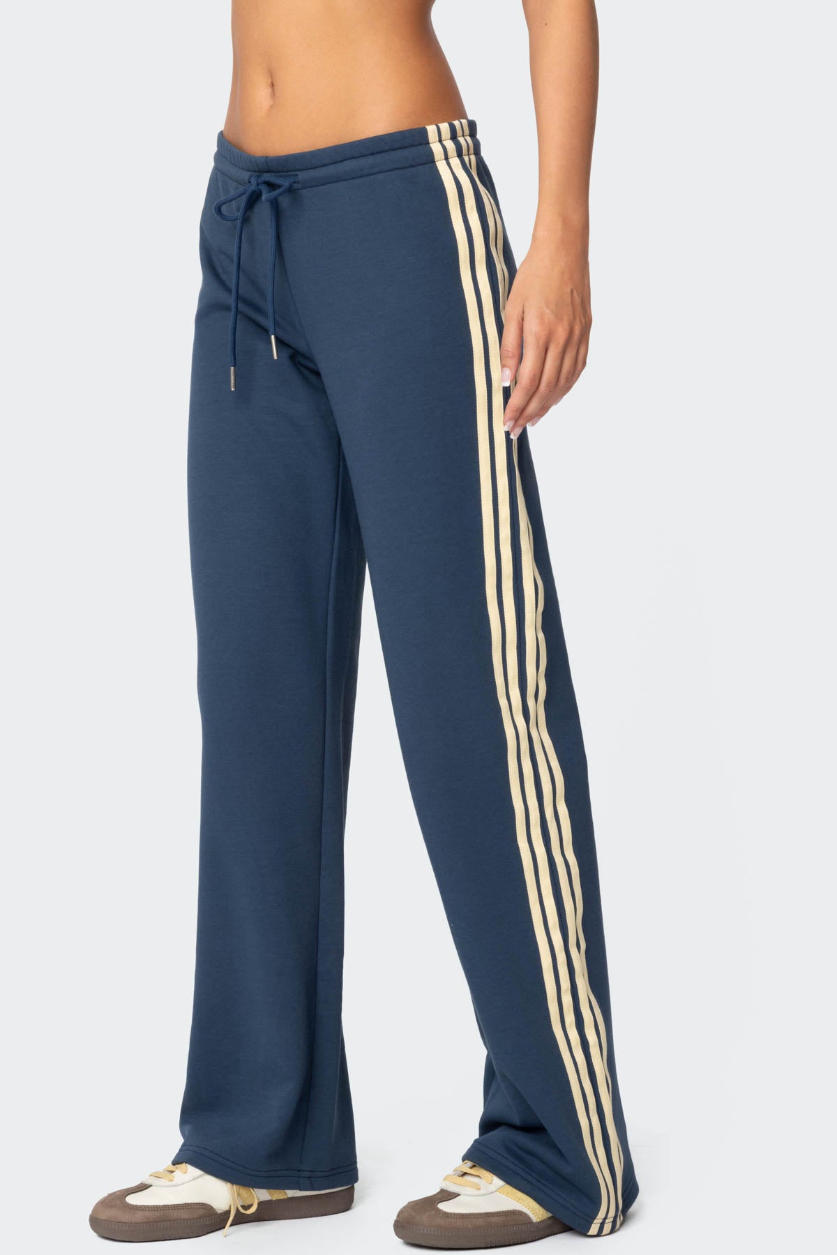 Averie Contrast Striped Sweatpants - BLUE