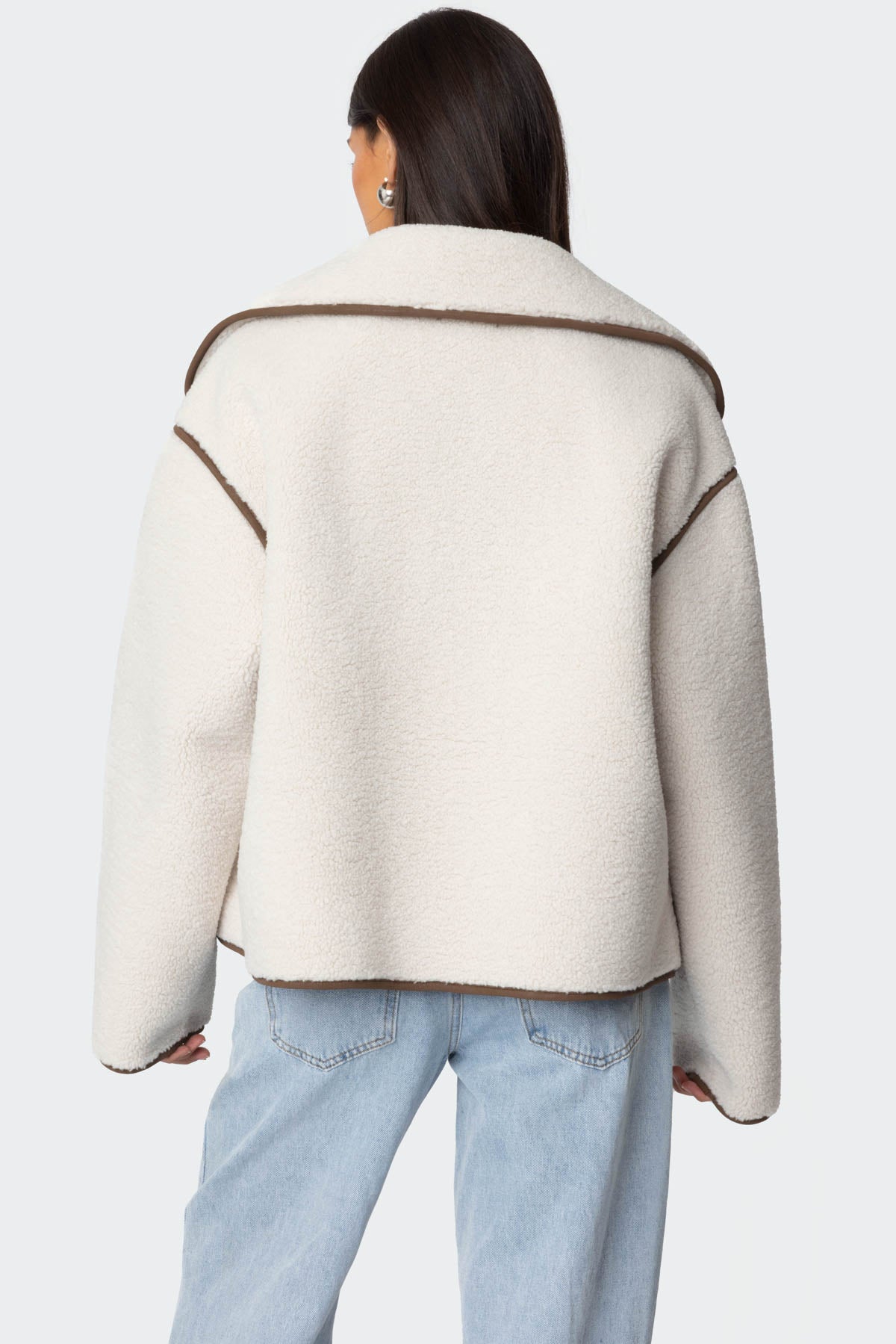 Frost Oversized Faux Shearling Jacket - BEIGE