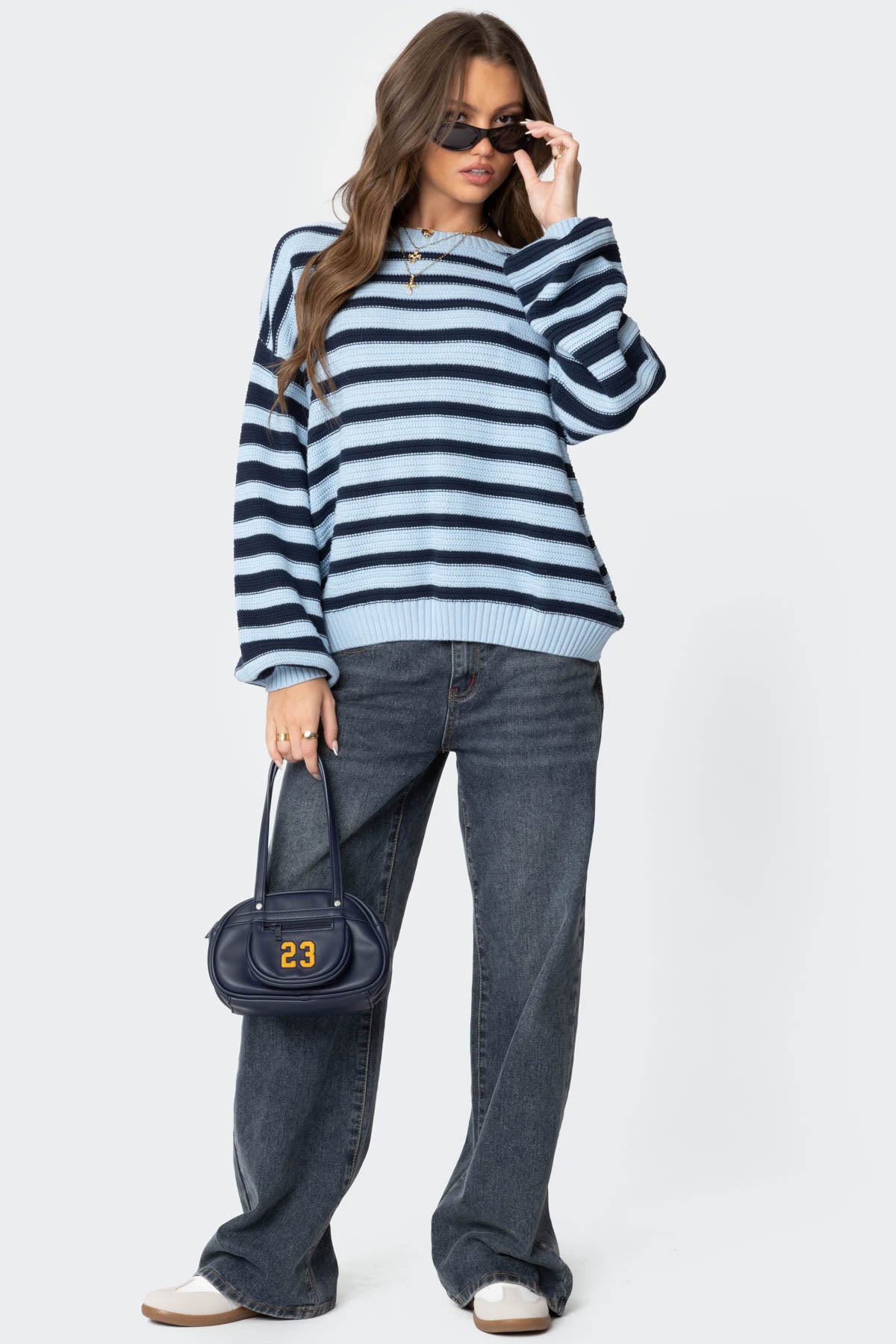 Aerin Oversized Sweater - BLUE AND NAVY