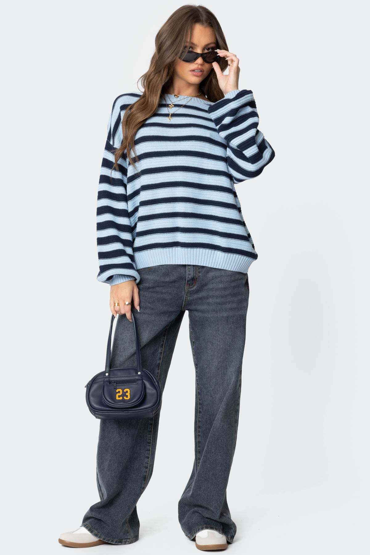 Aerin Oversized Sweater - BLUE AND NAVY