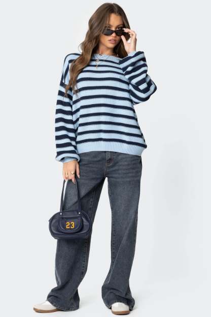Aerin Oversized Sweater - BLUE AND NAVY
