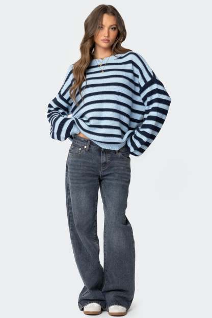 Aerin Oversized Sweater - BLUE AND NAVY