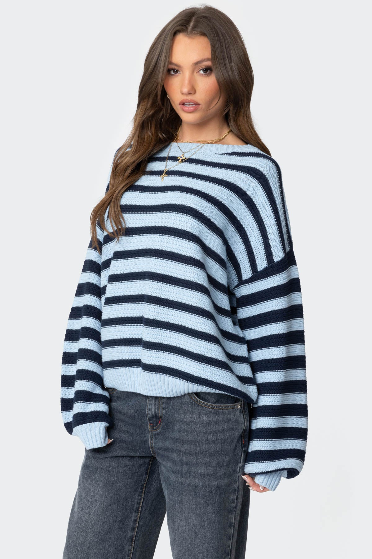 Aerin Oversized Sweater - BLUE AND NAVY