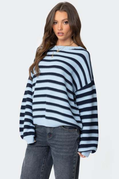 Aerin Oversized Sweater - BLUE AND NAVY
