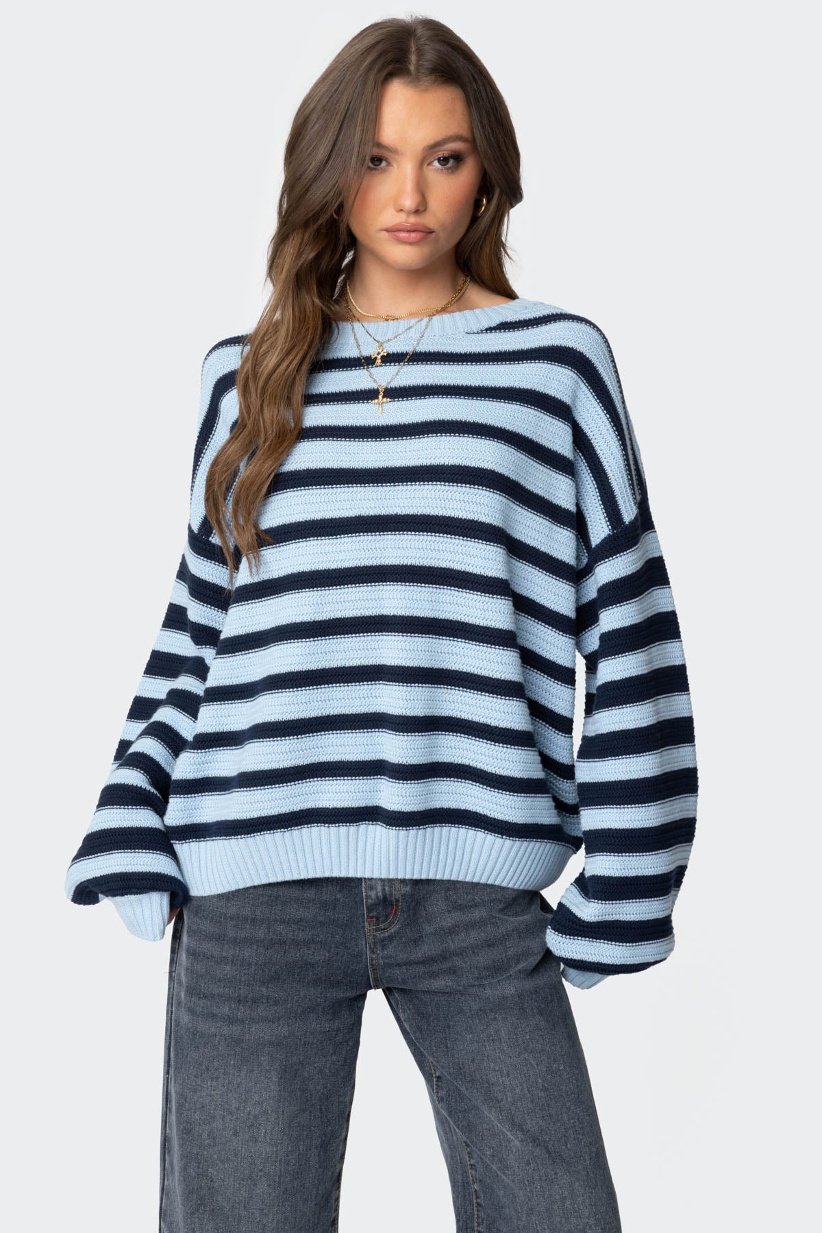 Aerin Oversized Sweater - BLUE AND NAVY