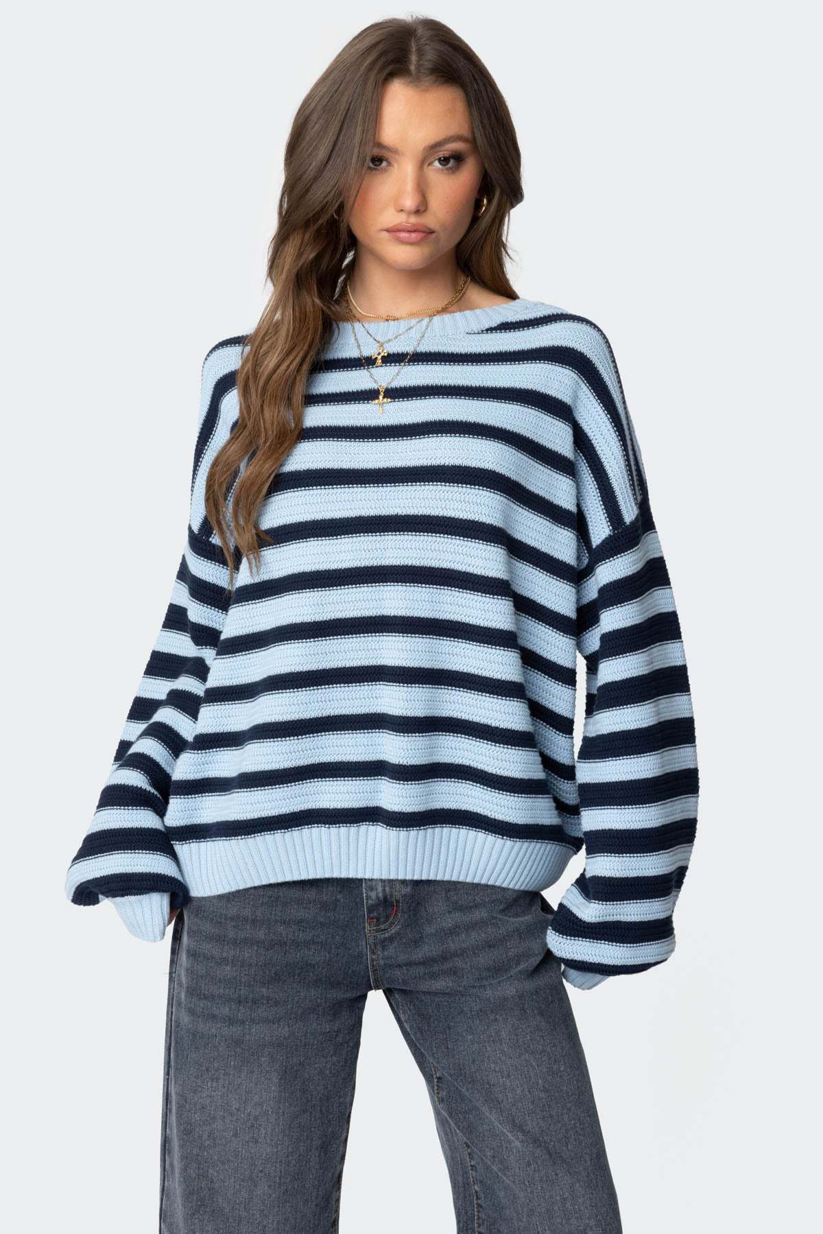 Aerin Oversized Sweater - BLUE AND NAVY
