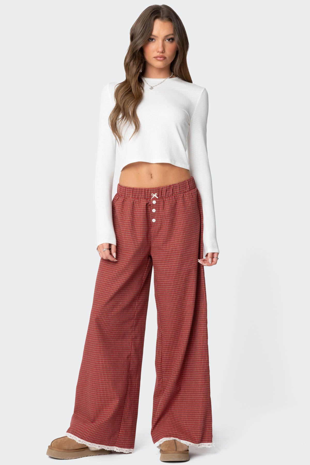 Dakota Plaid Pants - RED
