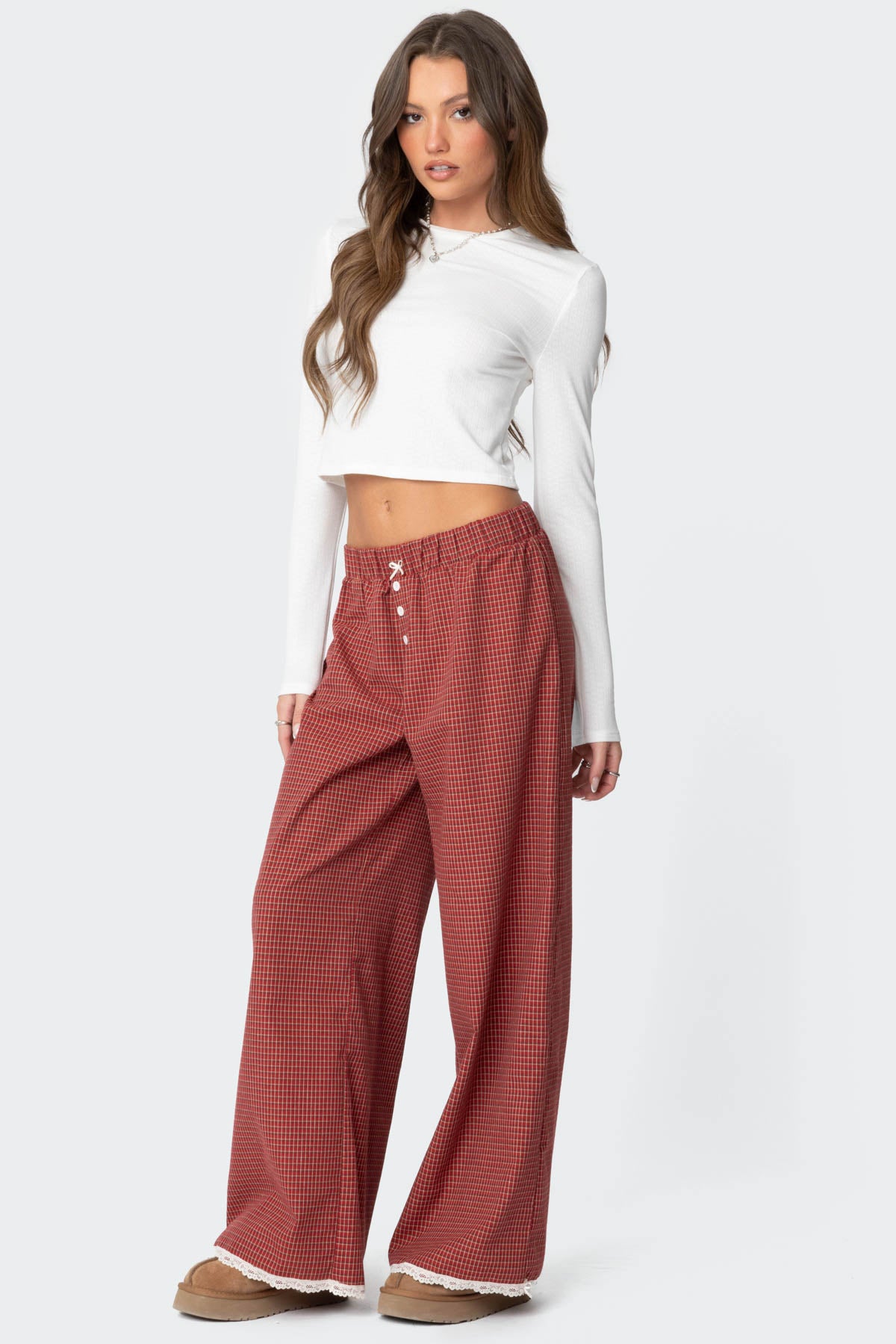 Dakota Plaid Pants - RED