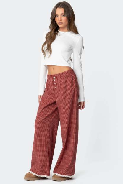 Dakota Plaid Pants - RED