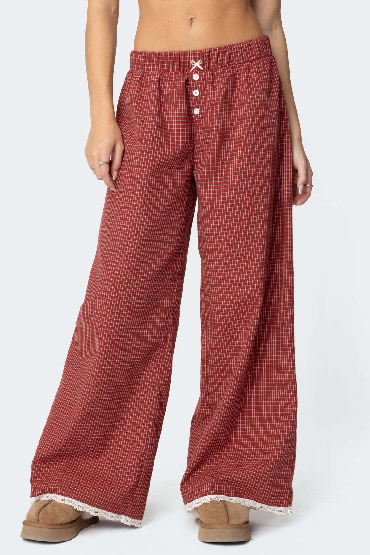 Dakota Plaid Pants - RED