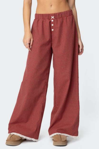 Dakota Plaid Pants - RED