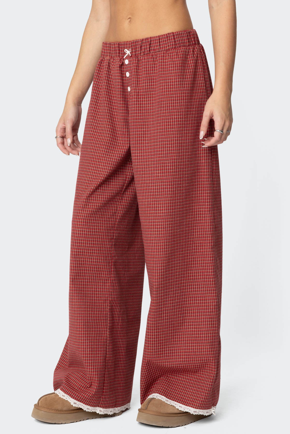 Dakota Plaid Pants - RED