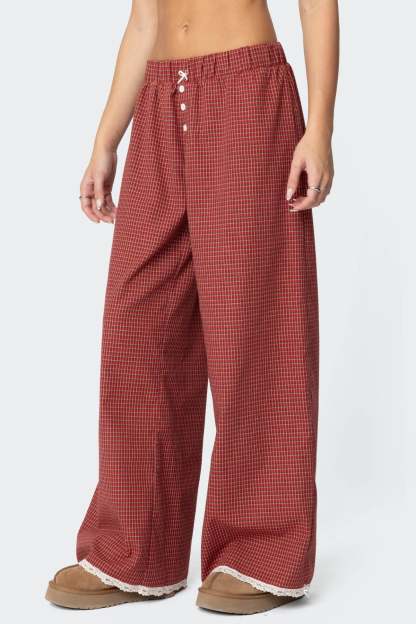 Dakota Plaid Pants - RED
