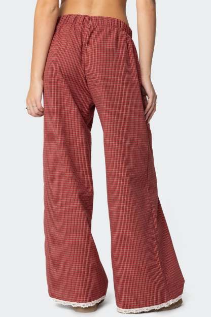 Dakota Plaid Pants - RED