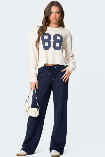 Quinn Straight Leg Sweatpants - NAVY