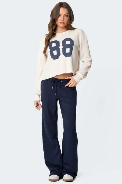 Quinn Straight Leg Sweatpants - NAVY