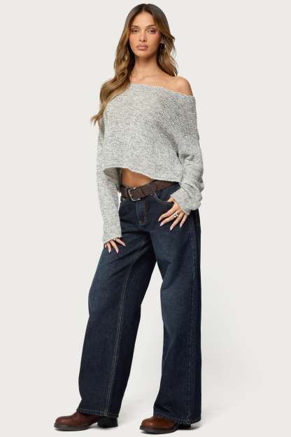 Florentina Off Shoulder Sweater - GRAY