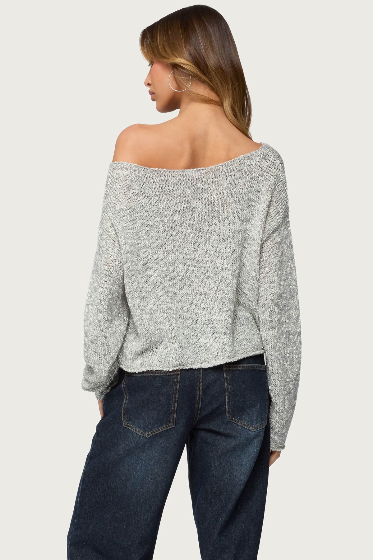 Florentina Off Shoulder Sweater - GRAY