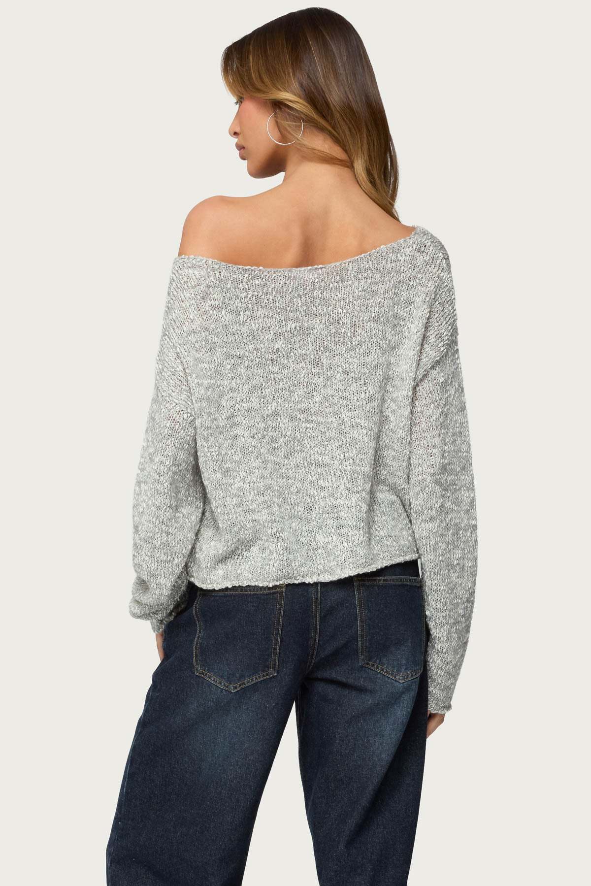 Florentina Off Shoulder Sweater - GRAY