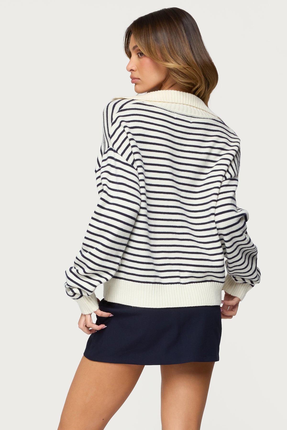 Copenhagen Oversized Striped Sweater - NAVY AND CREAM