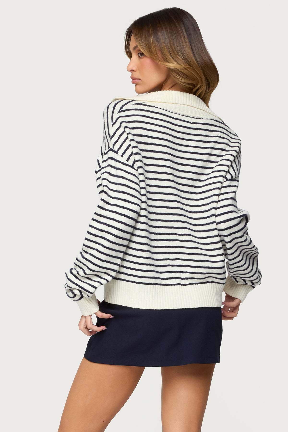 Copenhagen Oversized Striped Sweater - NAVY AND CREAM