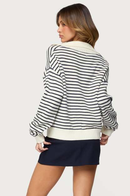 Copenhagen Oversized Striped Sweater - NAVY AND CREAM