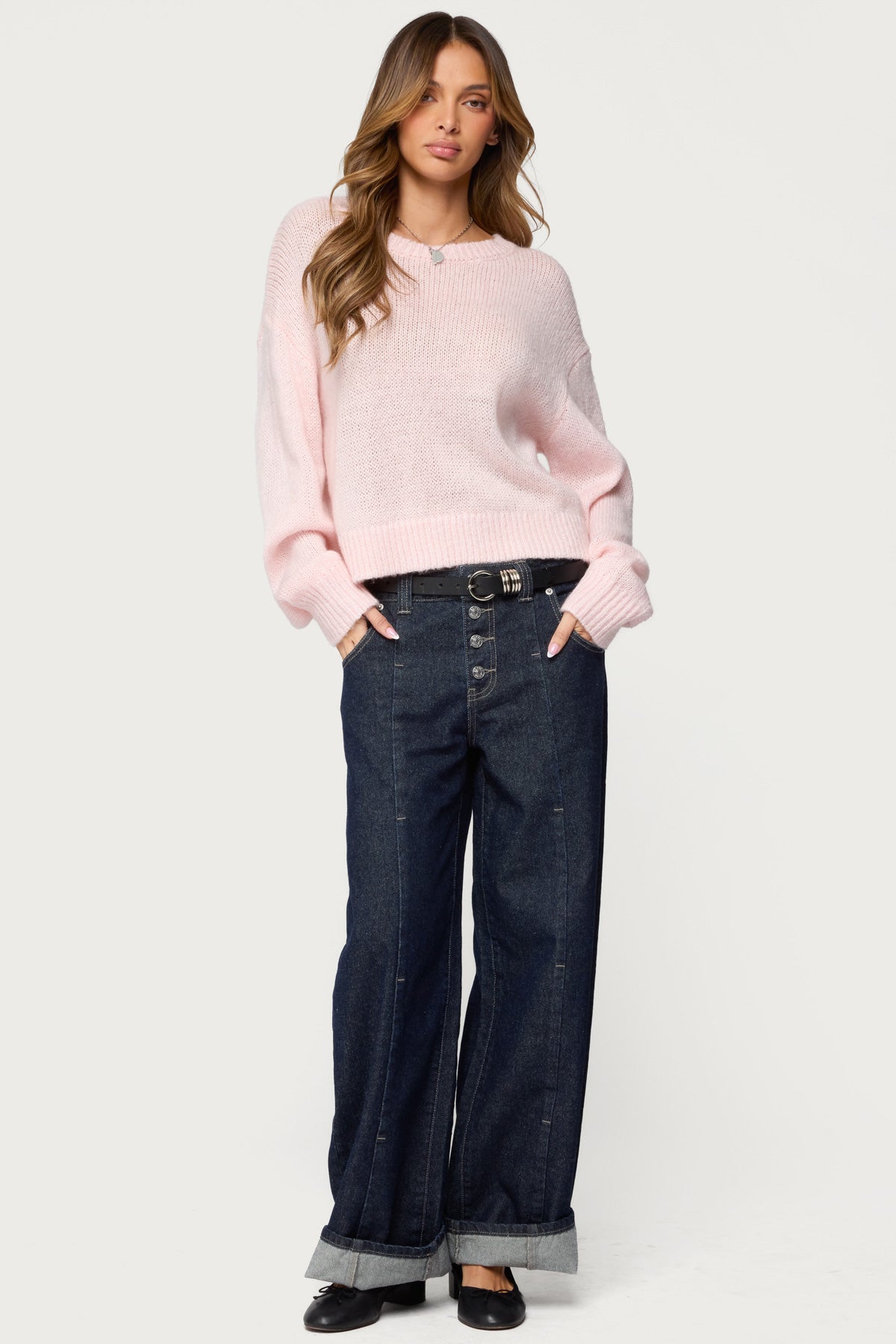 Kyrah Oversized Knit Sweater - LIGHT PINK