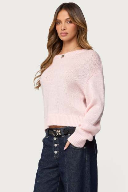 Kyrah Oversized Knit Sweater - LIGHT PINK