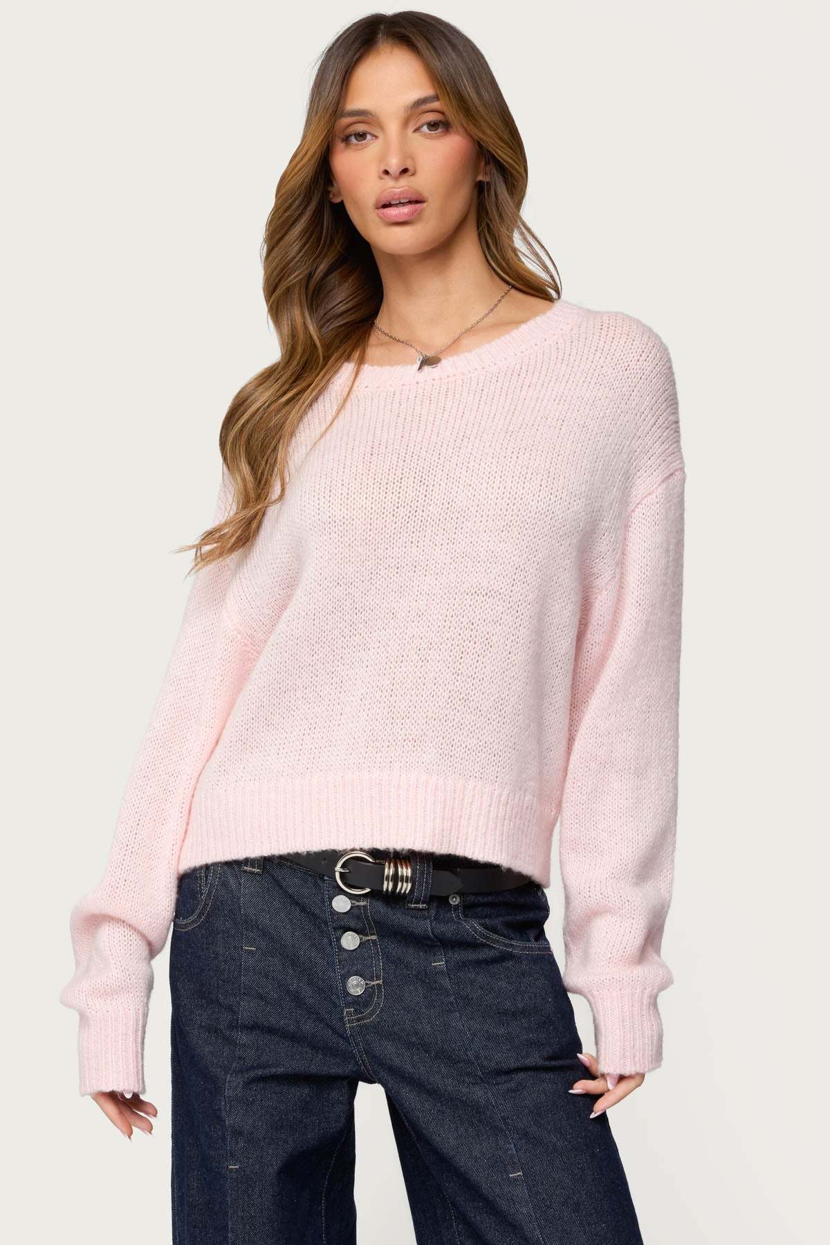 Kyrah Oversized Knit Sweater - LIGHT PINK