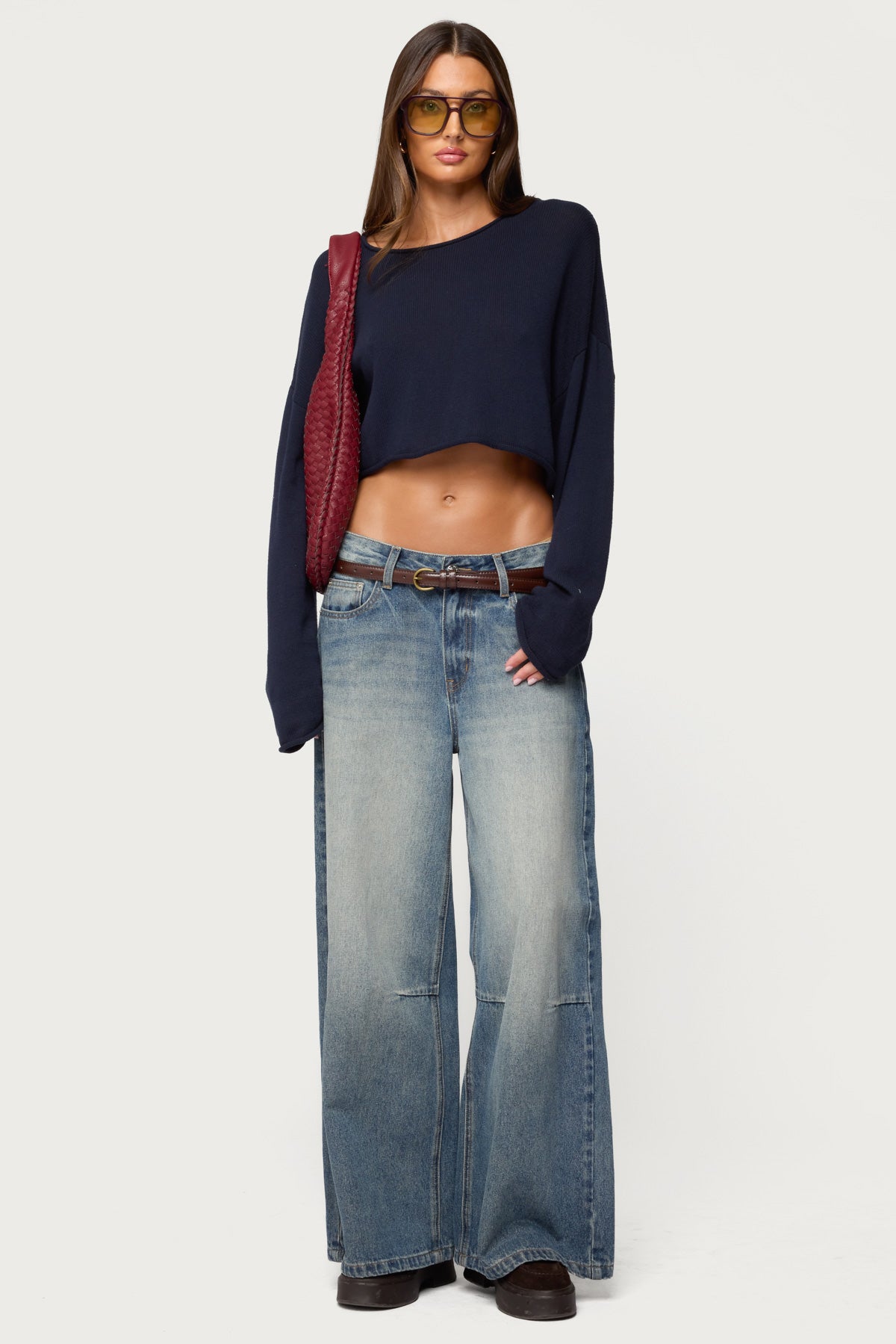 Shyrah Oversized Knit Top - NAVY