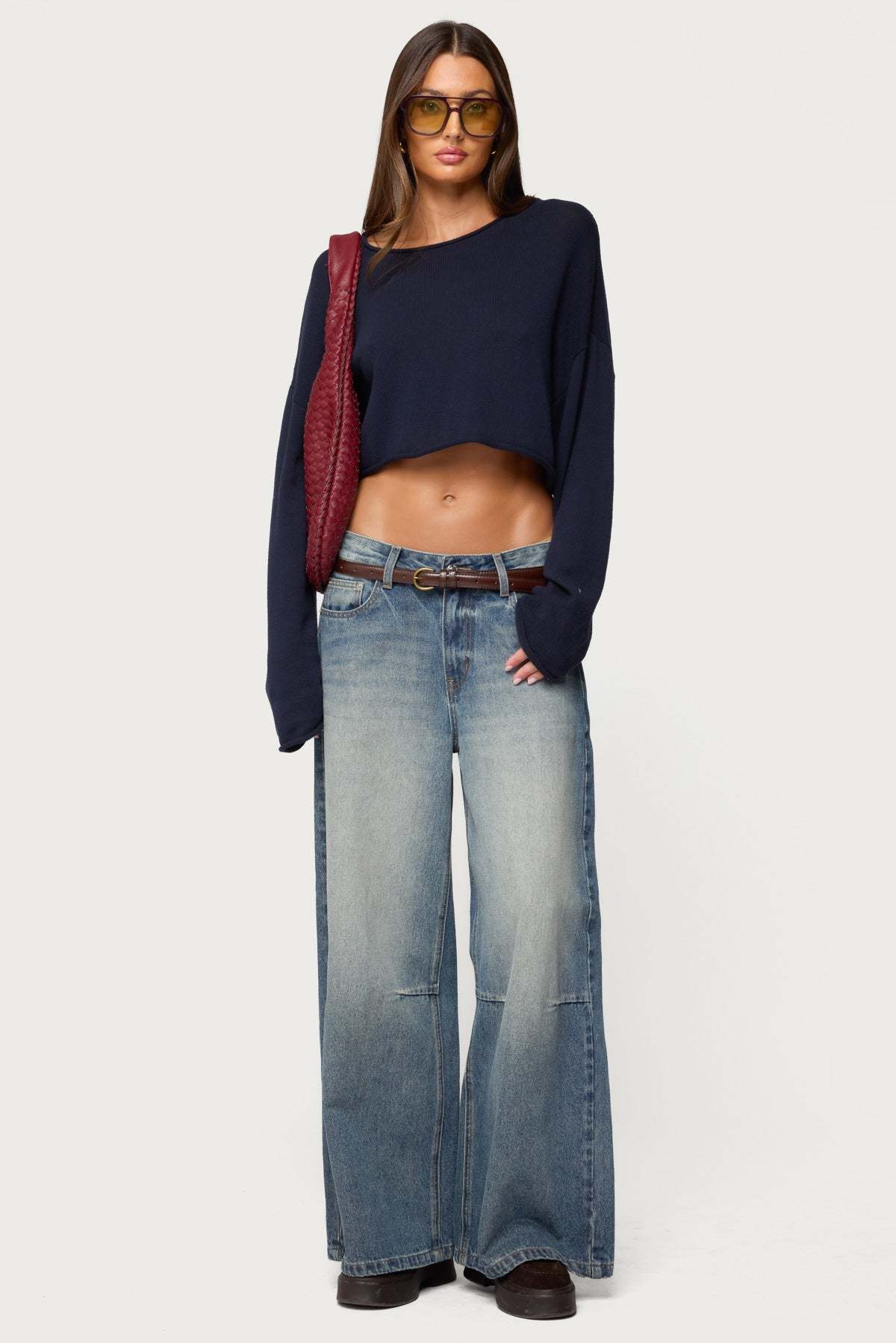 Shyrah Oversized Knit Top - NAVY