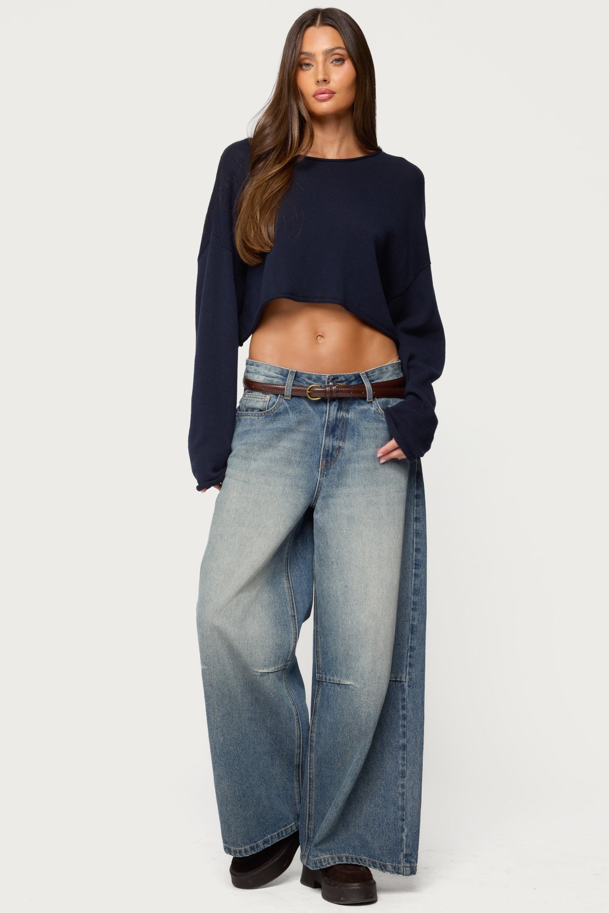 Shyrah Oversized Knit Top - NAVY