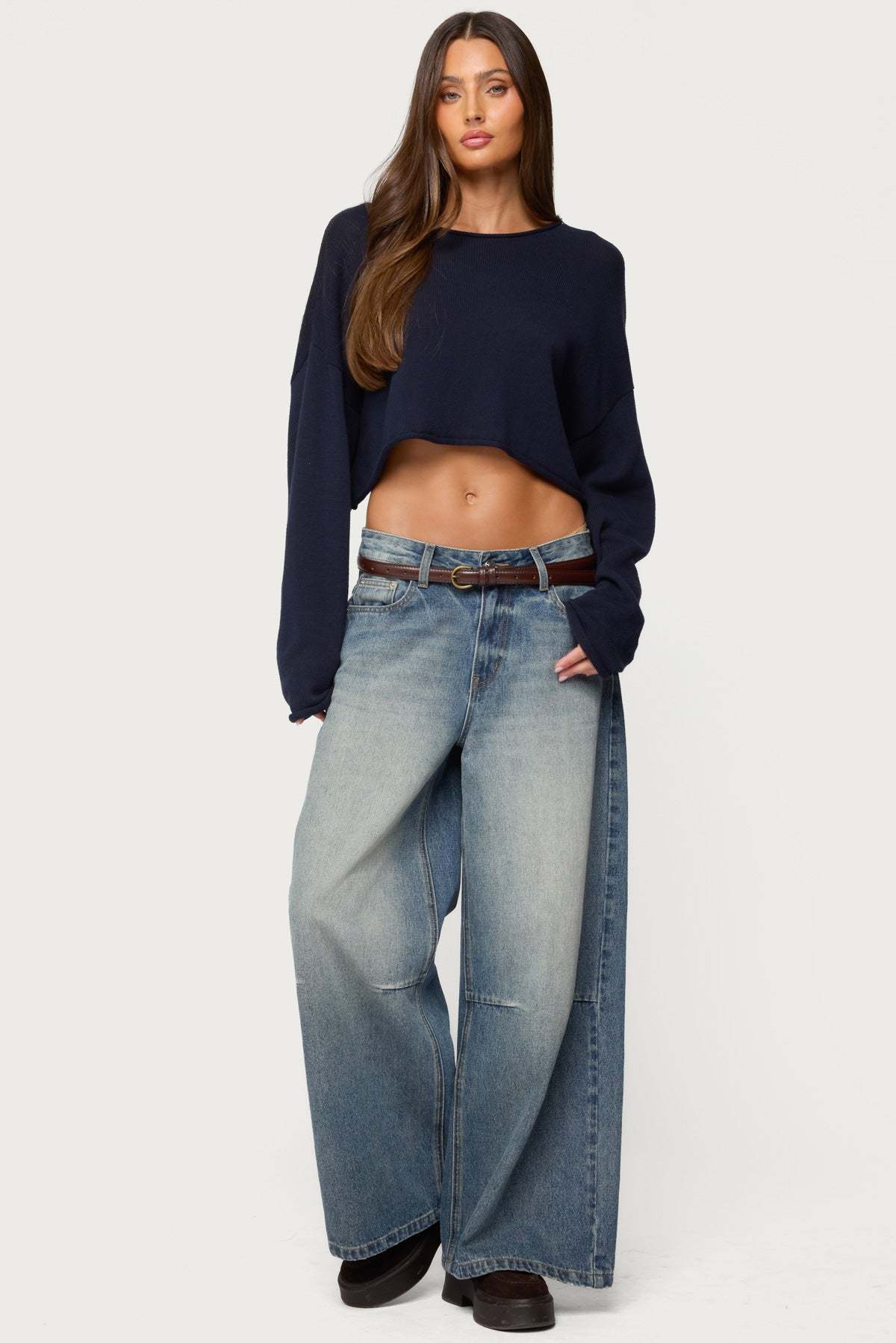 Shyrah Oversized Knit Top - NAVY