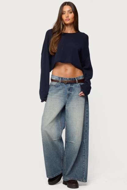 Shyrah Oversized Knit Top - NAVY
