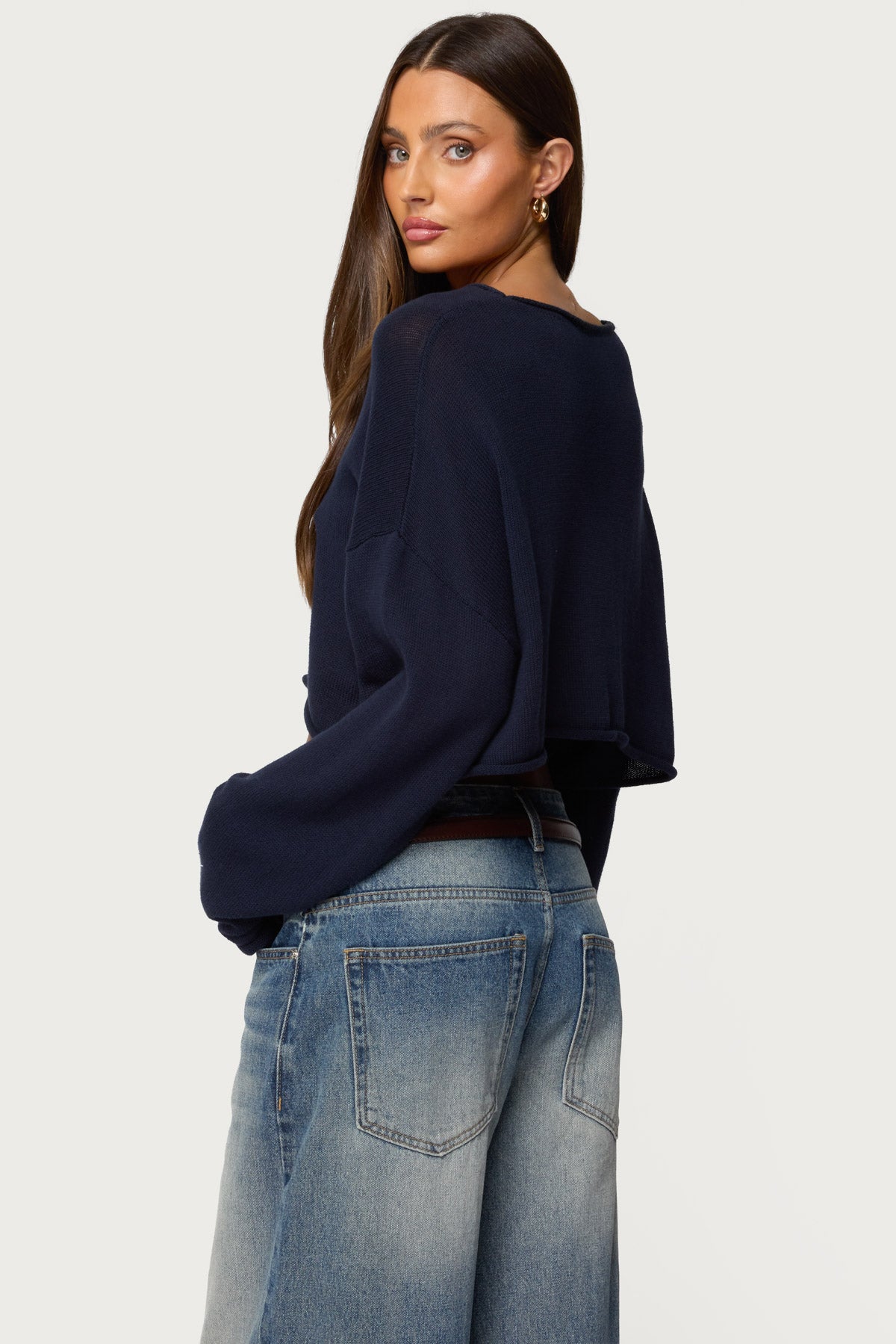 Shyrah Oversized Knit Top - NAVY
