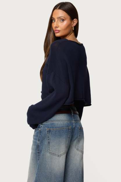 Shyrah Oversized Knit Top - NAVY