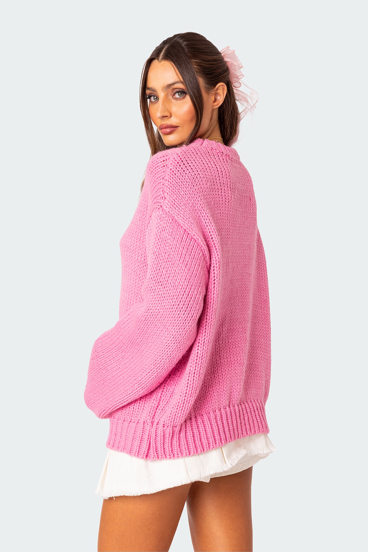 Aiden Oversized Chunky Knit Sweater - PINK