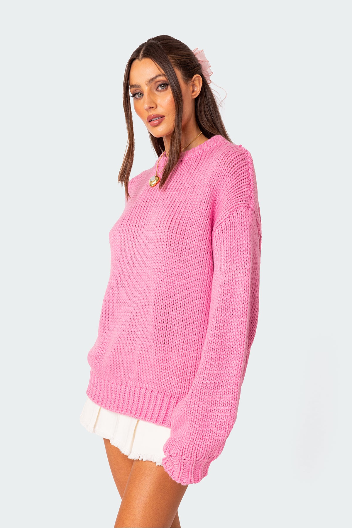 Aiden Oversized Chunky Knit Sweater - PINK