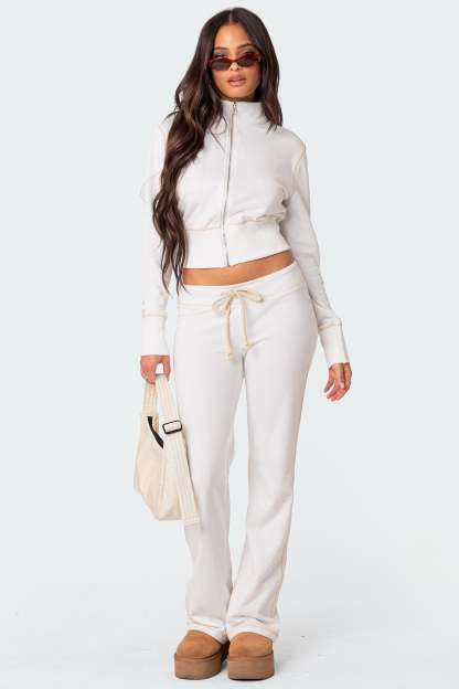 Alexia Low Rise Sweatpants - WHITE