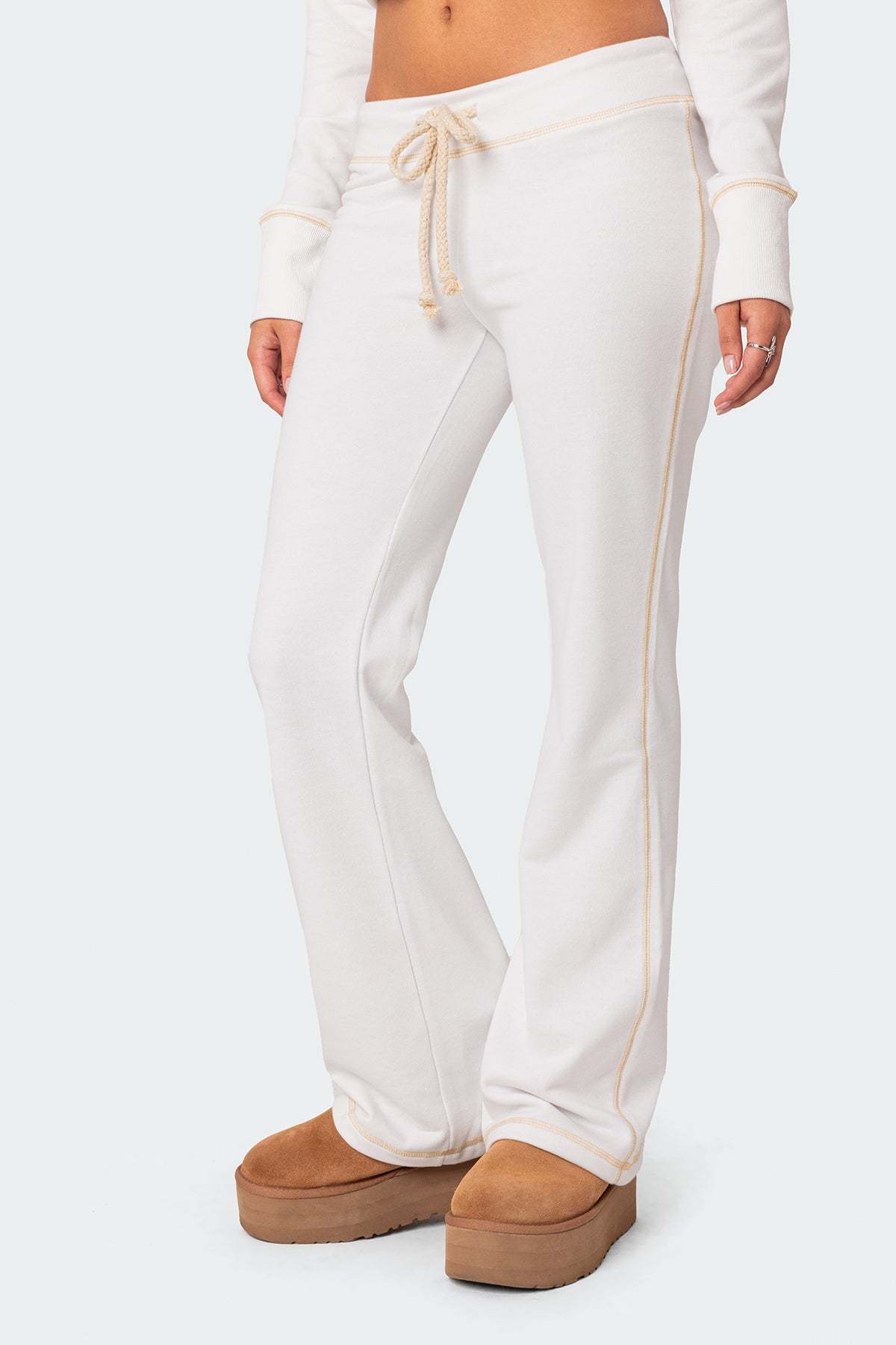 Alexia Low Rise Sweatpants - WHITE