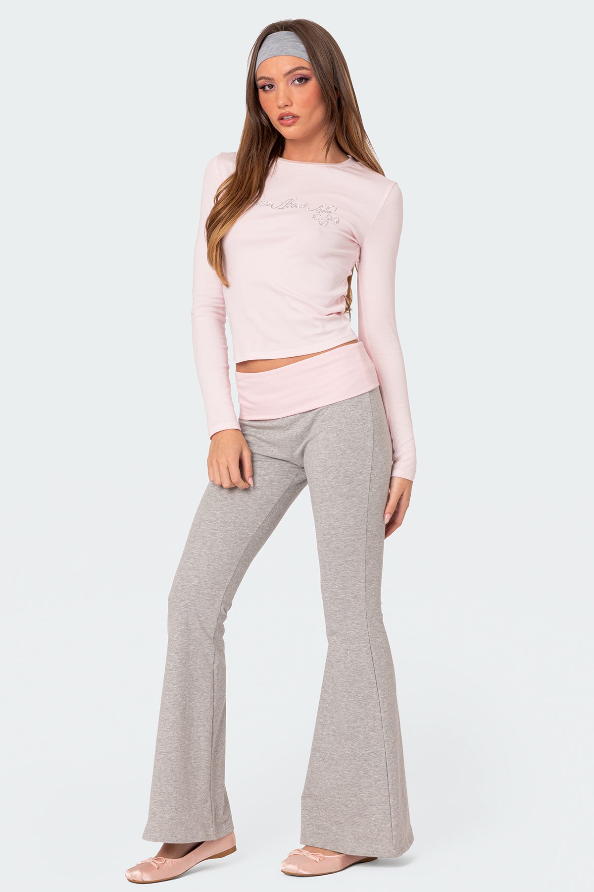 Molly Contrast Flared Leggings - GRAY MELANGE