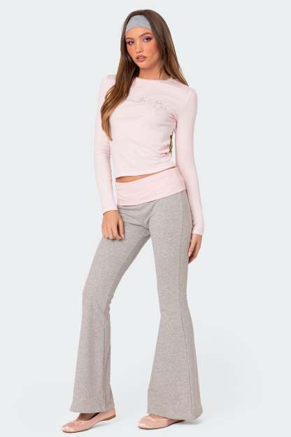 Molly Contrast Flared Leggings - GRAY MELANGE
