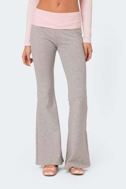 Molly Contrast Flared Leggings - GRAY MELANGE