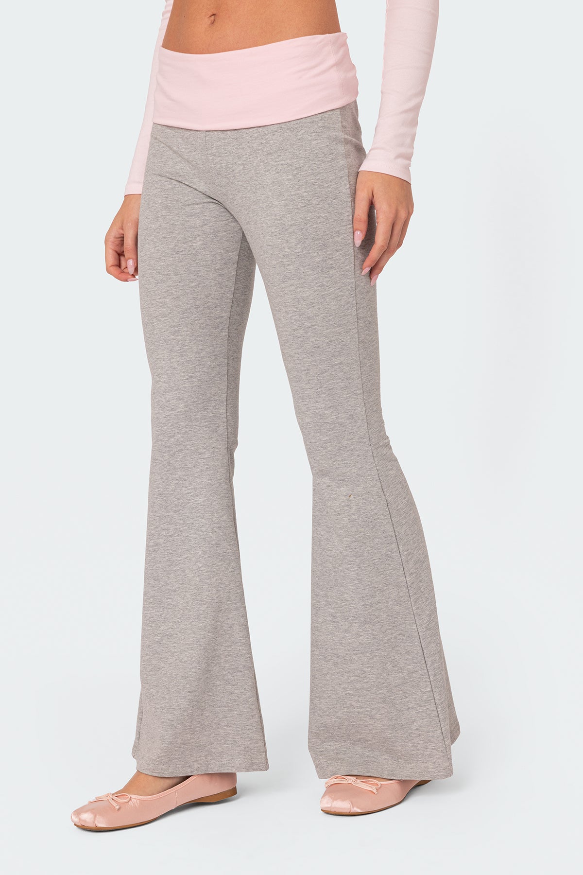 Molly Contrast Flared Leggings - GRAY MELANGE