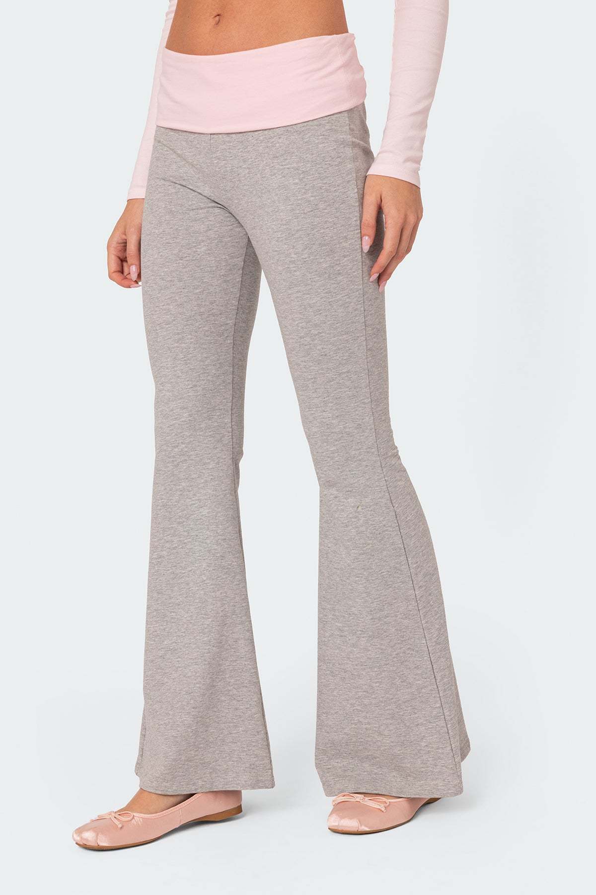 Molly Contrast Flared Leggings - GRAY MELANGE