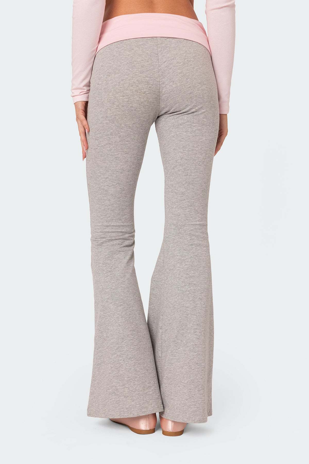 Molly Contrast Flared Leggings - GRAY MELANGE
