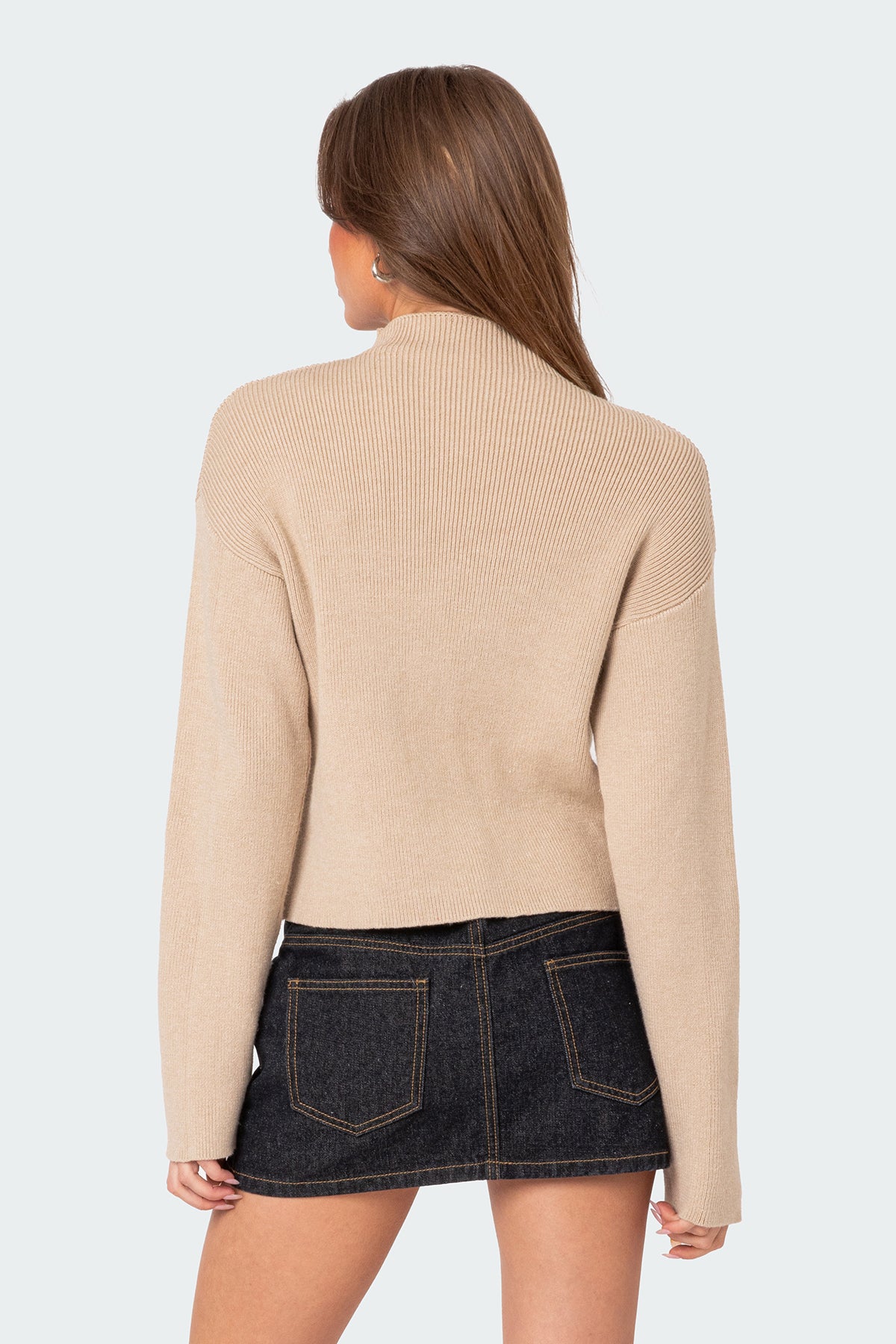 Kimberly Mock Neck Sweater - BEIGE