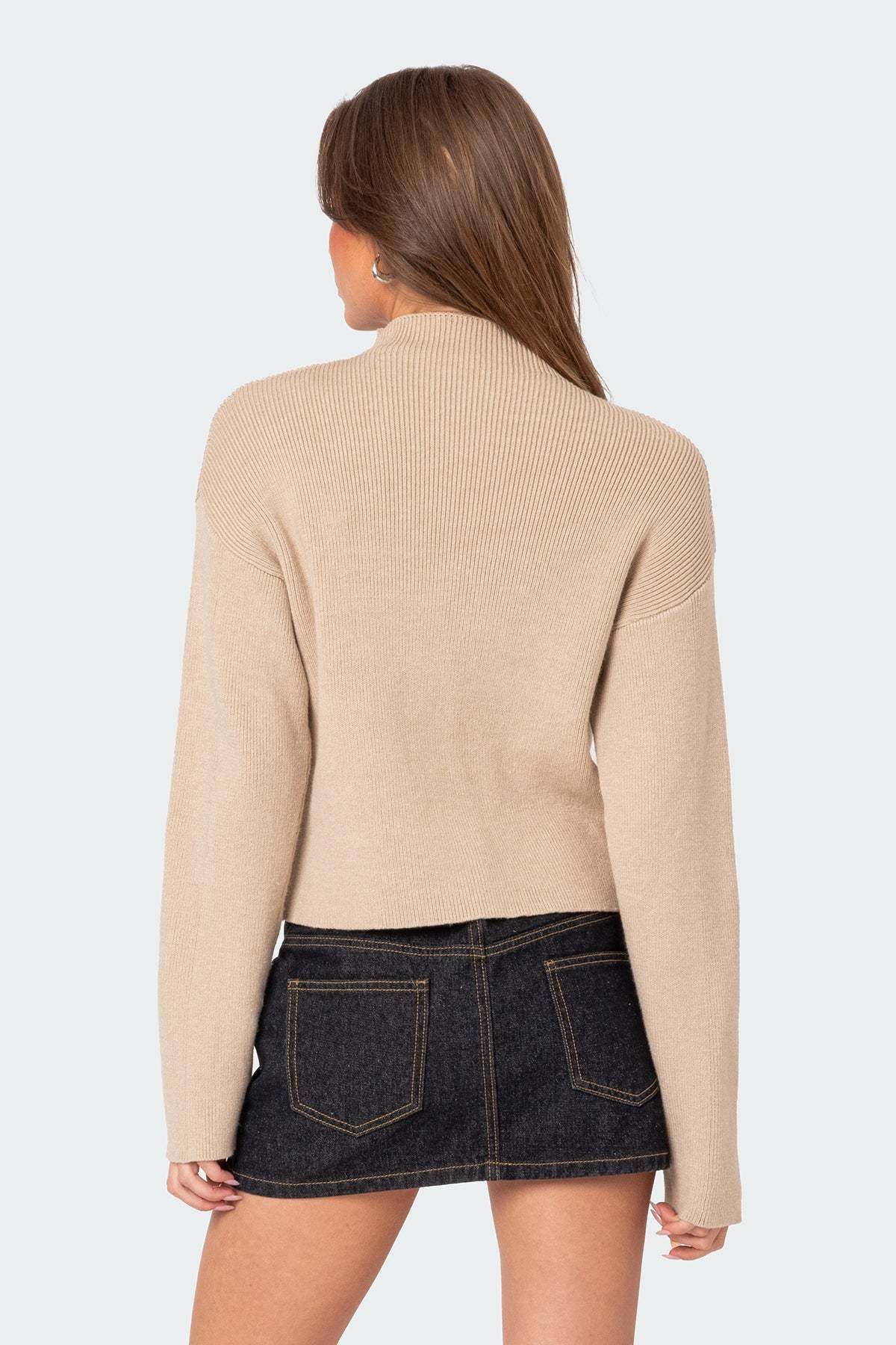 Kimberly Mock Neck Sweater - BEIGE